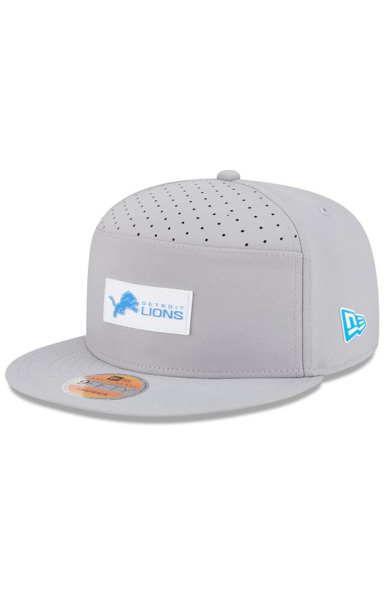 New Era Men's New Era Gray Detroit Lions 2025 Sideline  Split Panel 9FIFTY Snapback Hat, Main, color, Gray
