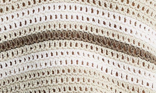 Shop Vince Open Stitch Stripe Polo Sweater In White Stone Combo