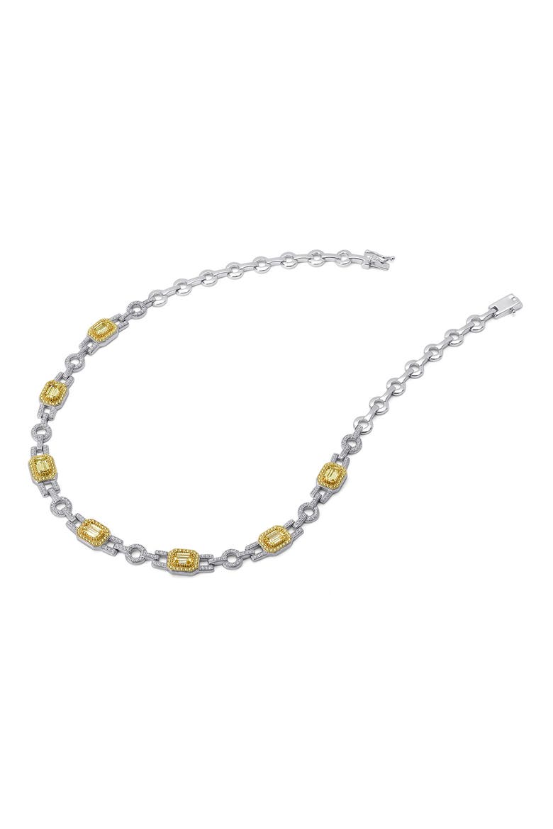 Classic Simulated Diamond Simulated Canary Emerald Regal Chain Necklace, Main, color, WHITE/ CANARY