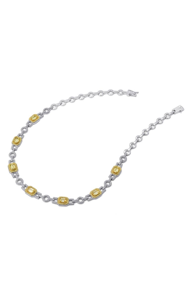 Lafonn Classic Simulated Diamond Simulated Canary Emerald Regal Chain Necklace, Main, color,