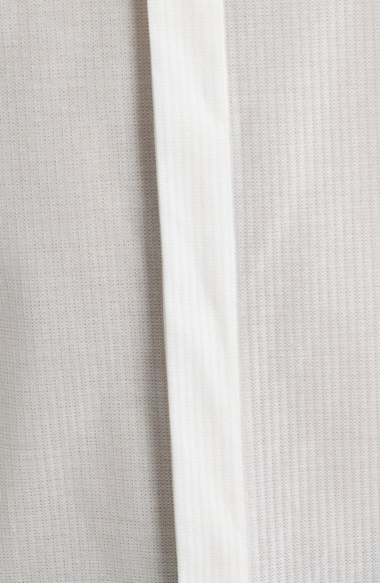 Emporio Armani Textured Stripe Short Sleeve Knit Cotton Button-Up Shirt, Alternate, color, Solid White