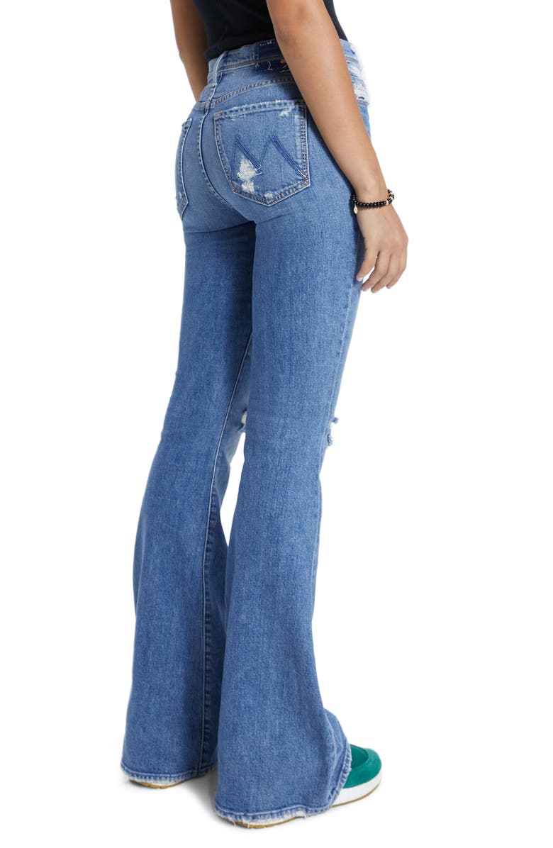 MOTHER The Super Cruiser Ripped High Waist Flare Jeans, Alternate, color,