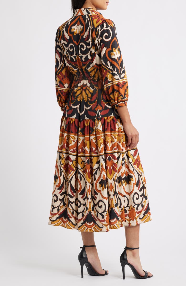 Julia Jordan Geo Print Shirtdress, Alternate, color, Brown/ Black Multi