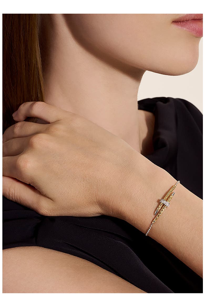 Pavé Diamond Spear Station Bracelet, Alternate, color, SILVER AND GOLD