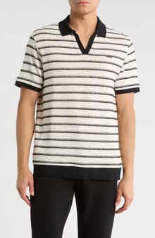 KARL LAGERFELD PARIS Johnny Collar Stripe Knit Polo