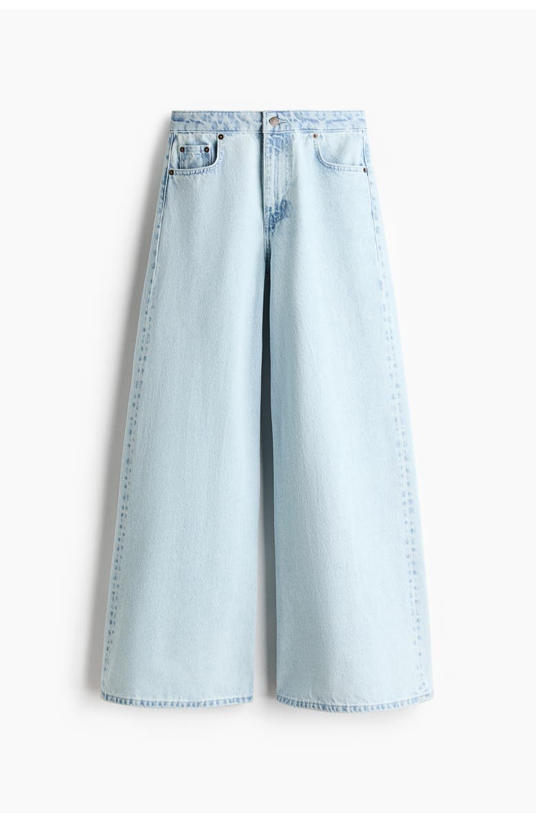 H&M Super Wide High Waist Jeans, Main, color, Light Denim Blue