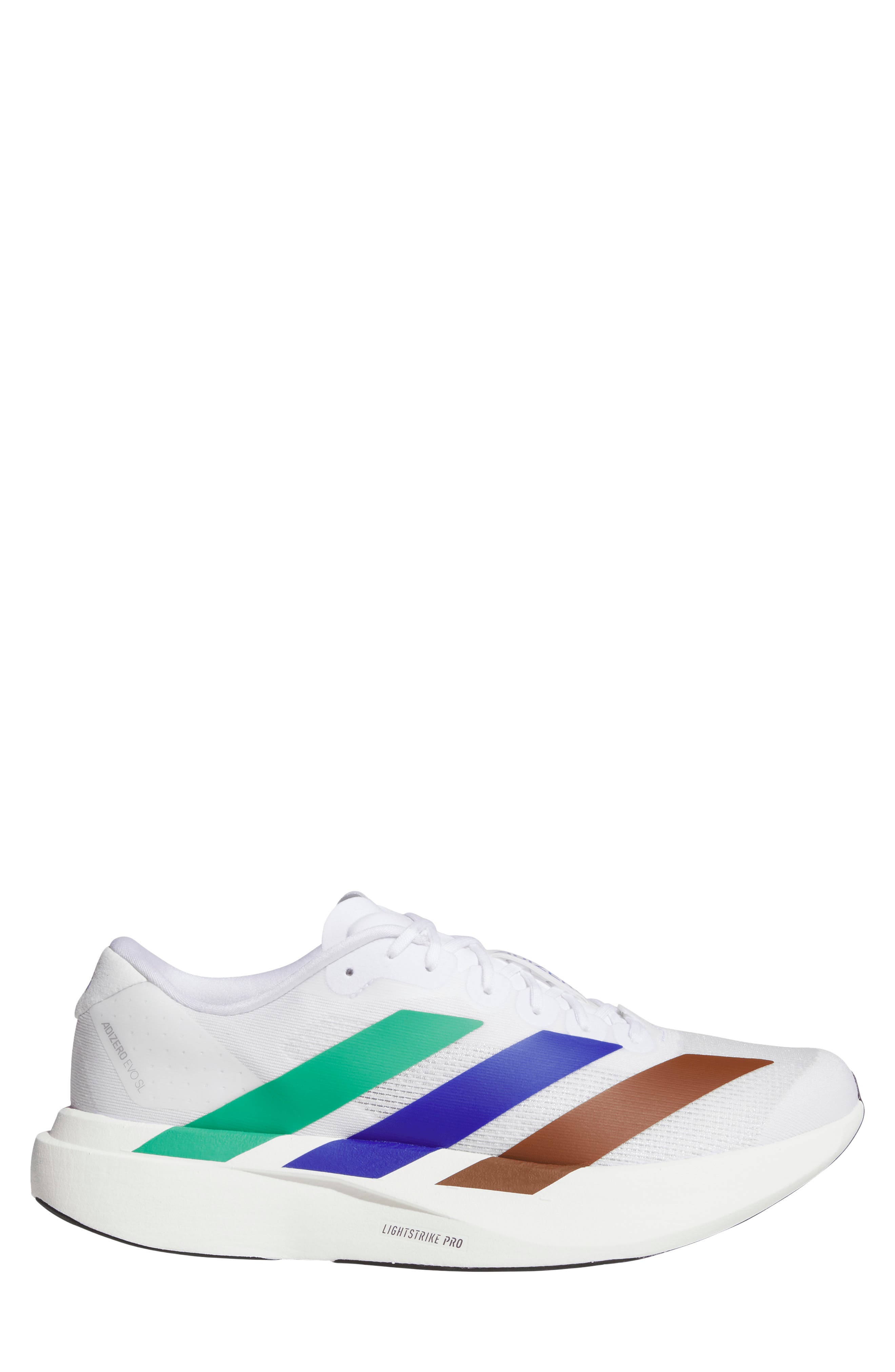 Adizero Evo SL Running Shoe, Alternate, color, FTWWHT/ SECOGR/ SELUBL