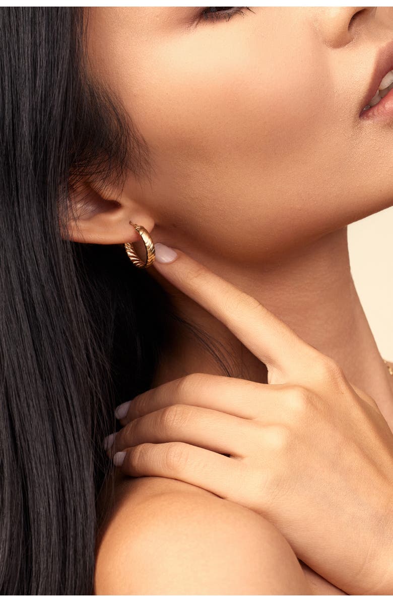 Oradina 14K Gold Cobra Hoops Earrings, Alternate, color, Yellow Gold