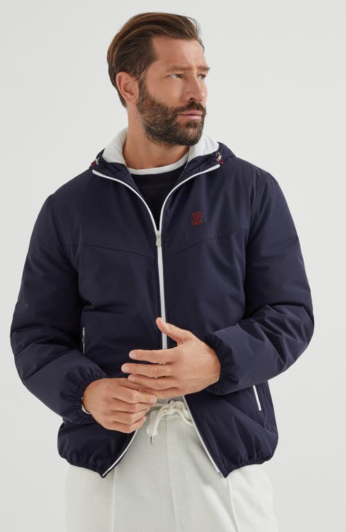 Brunello Cucinelli Membranated Nylon Jacket With Logo And Hood