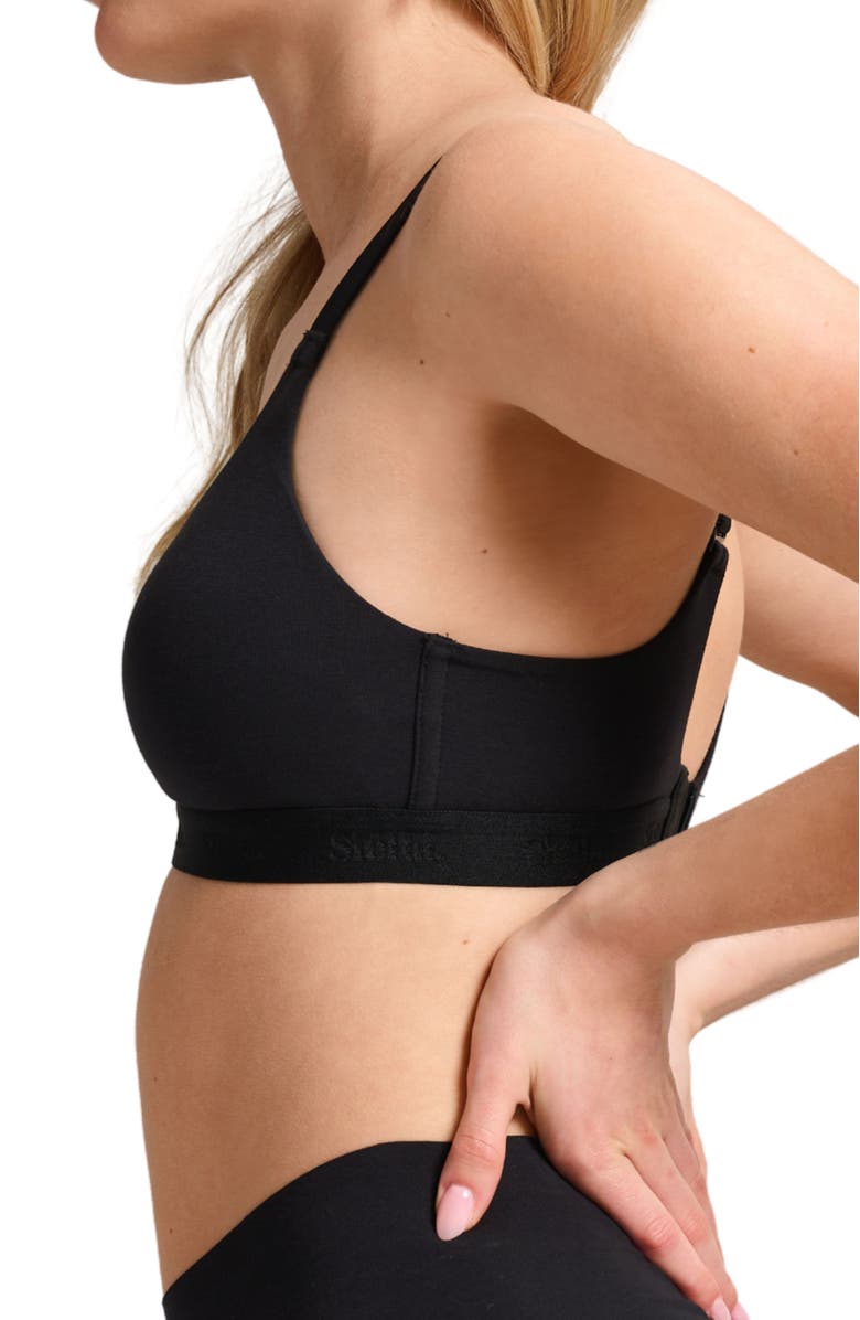 Siella Organic Cotton V-Neck Bra, Alternate, color, Black