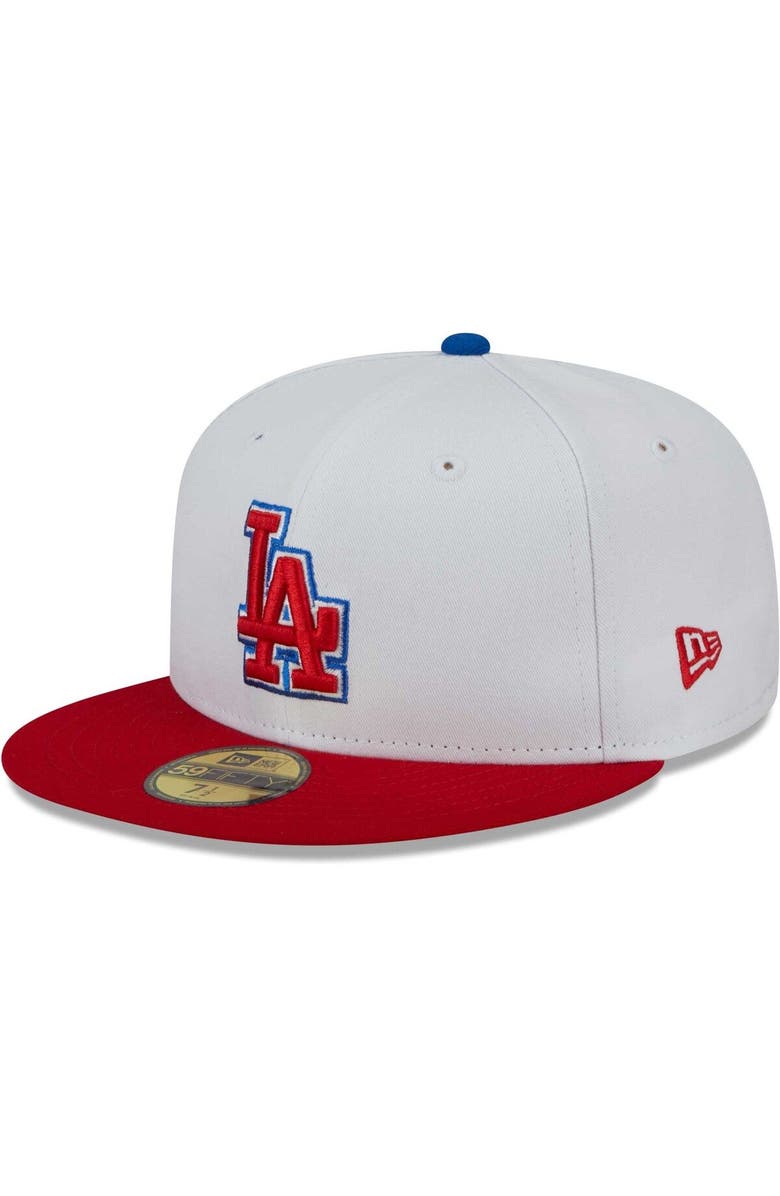 New Era Men's New Era White/Red Los Angeles Dodgers Undervisor 59FIFTY Fitted Hat, Alternate, color, White