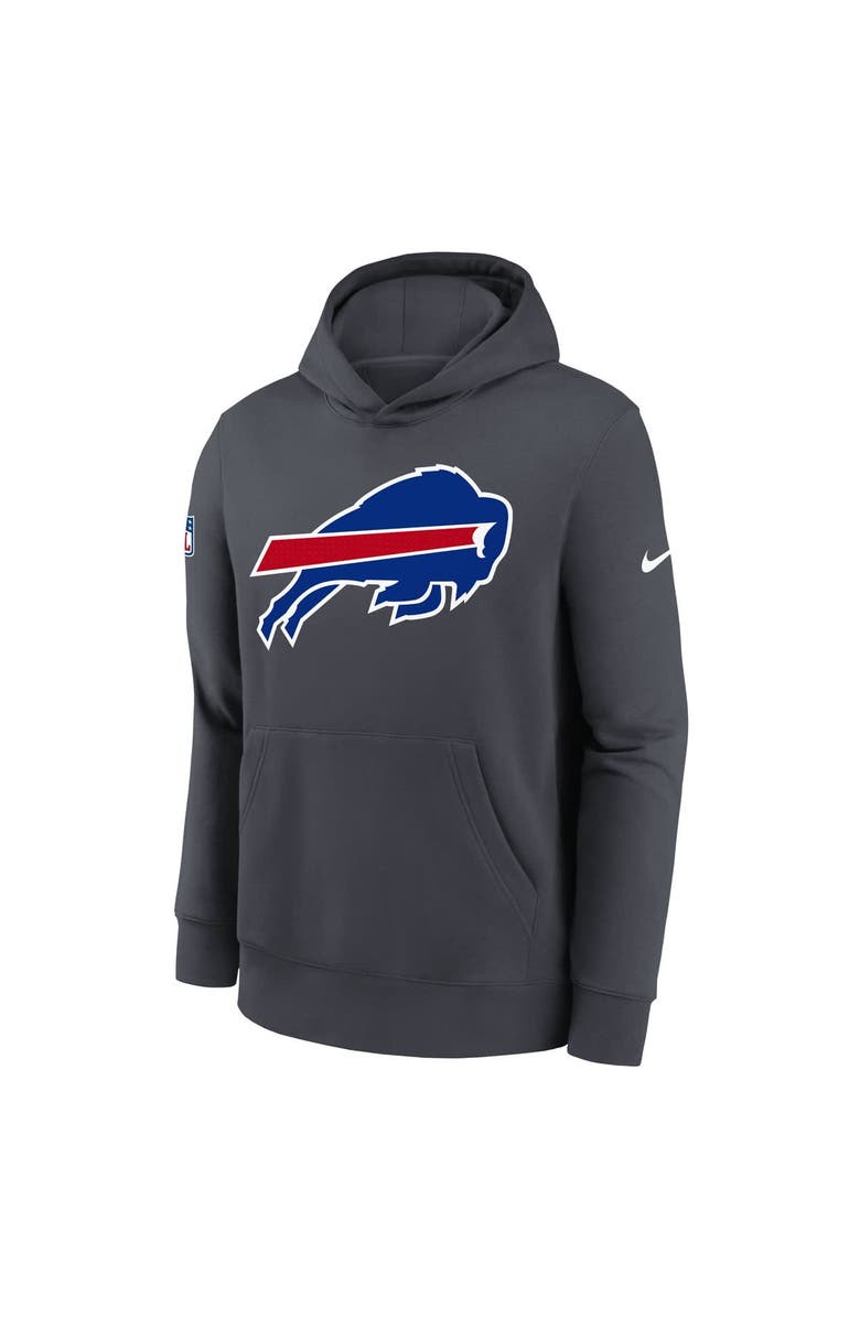 Nike Youth Nike  Charcoal Buffalo Bills Sideline Club Fleece Hoodie, Alternate, color, Charcoal