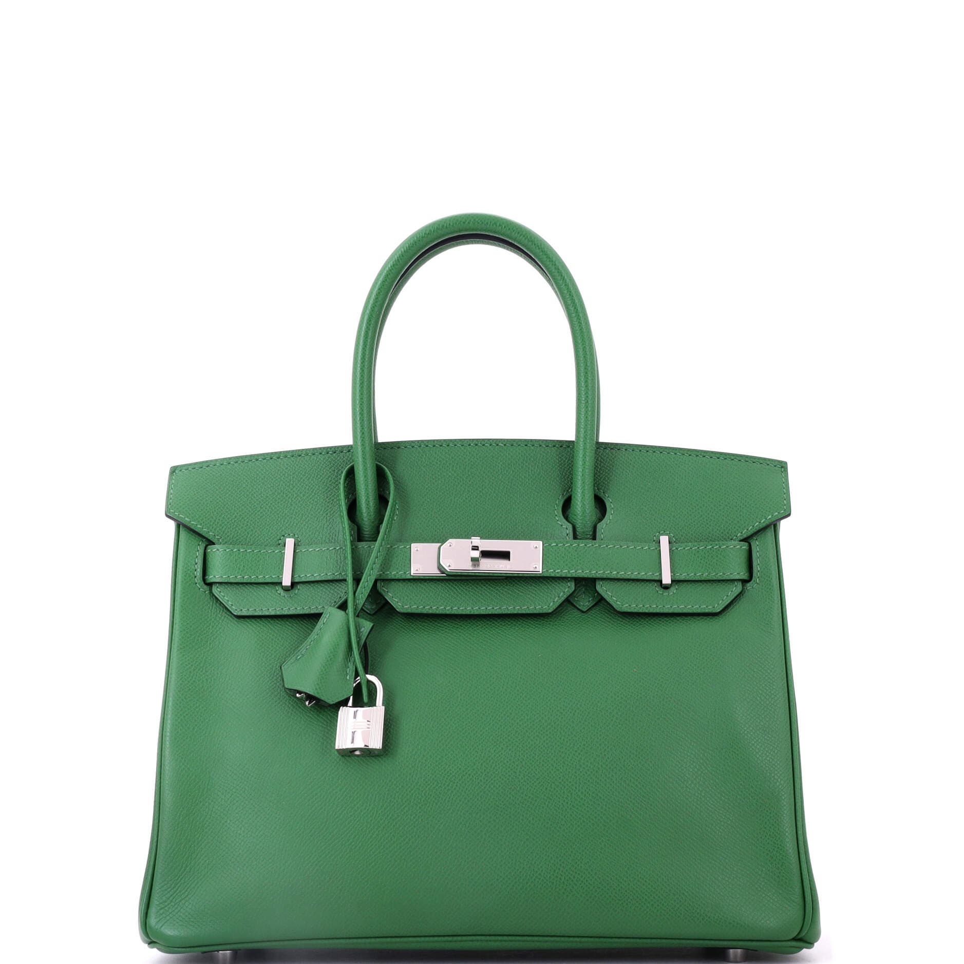 Pre-Owned Hermes Birkin Handbag Green Epsom with Palladium Hardware 30, Main, color, 