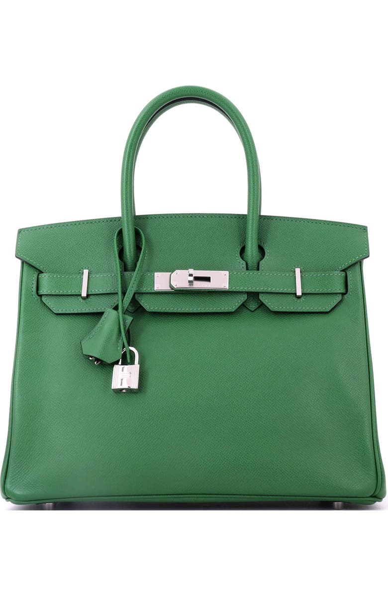 Pre-Owned Hermes Birkin Handbag Green Epsom with Palladium Hardware 30, Main, color,