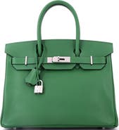Pre-Owned Hermes Birkin Handbag Green Epsom with Palladium Hardware 30