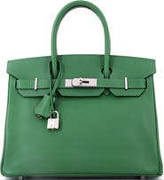 Pre-Owned Hermes Birkin Handbag Green Epsom with Palladium Hardware 30