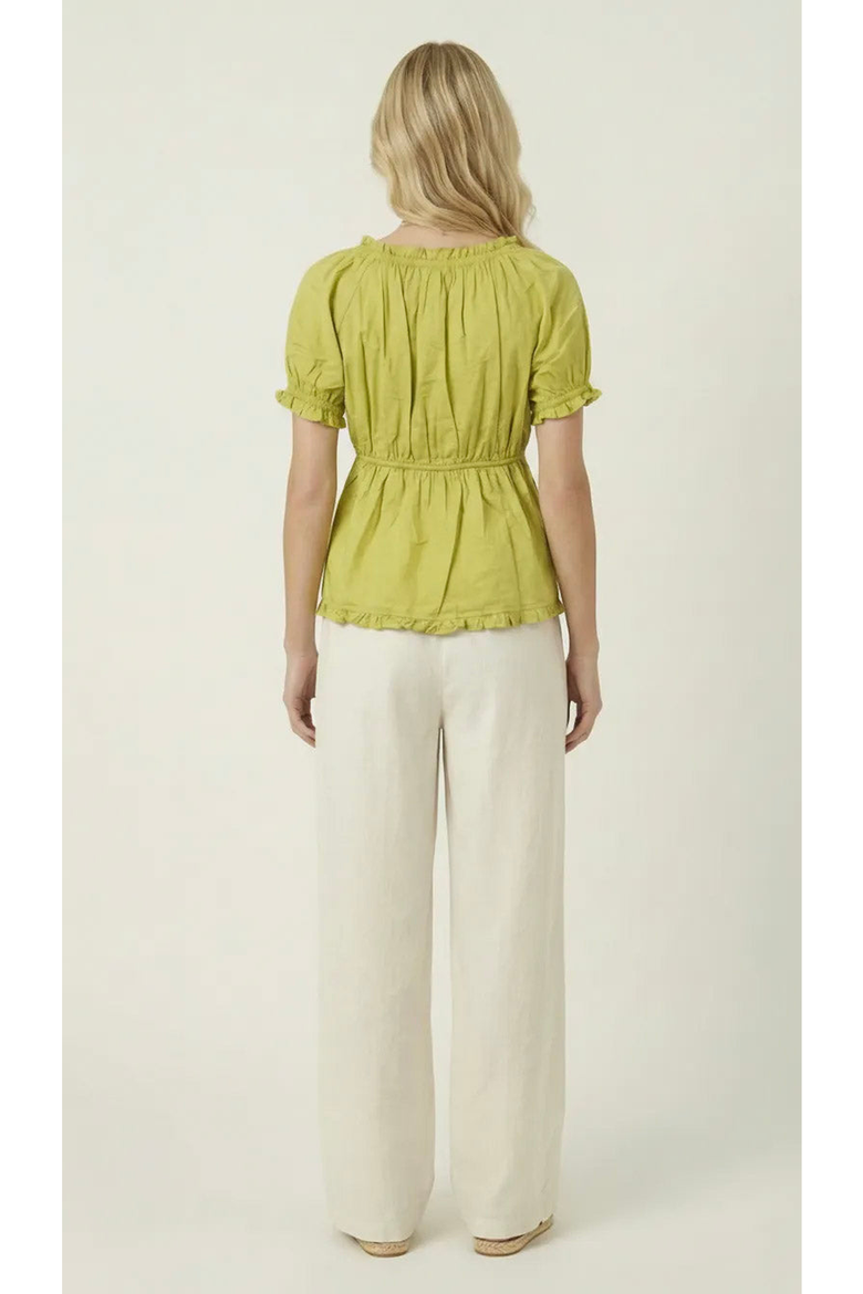 Embroidered Ruffle Trim Peplum Blouse, Alternate, color, Green