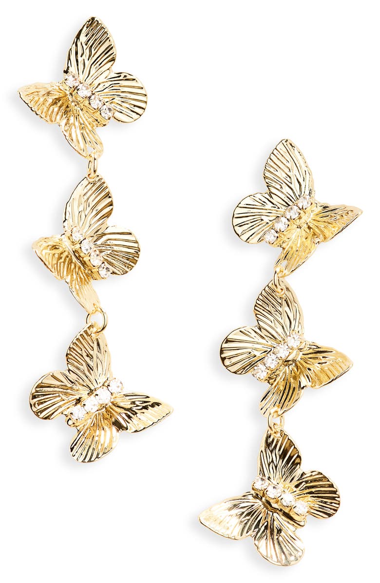 Nordstrom Triple Butterfly Drop Earrings, Main, color, 