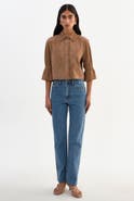 LAMARQUE Carolina S | Suede Ruffle Sleeve Jacket