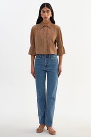 LAMARQUE Carolina S | Suede Ruffle Sleeve Jacket