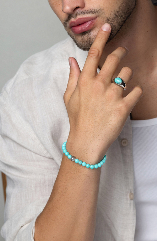 Nialaya Turquoise Wristband Bracelet In Gray