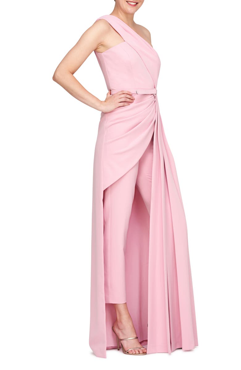 Kay Unger Theresa Belted One-Shoulder Maxi Romper, Alternate, color, 