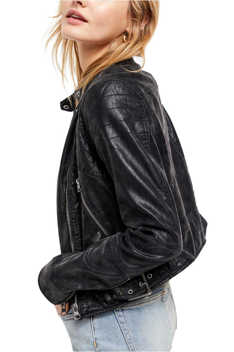 Fenix Faux Leather Moto Jacket, Alternate, color, BLACK