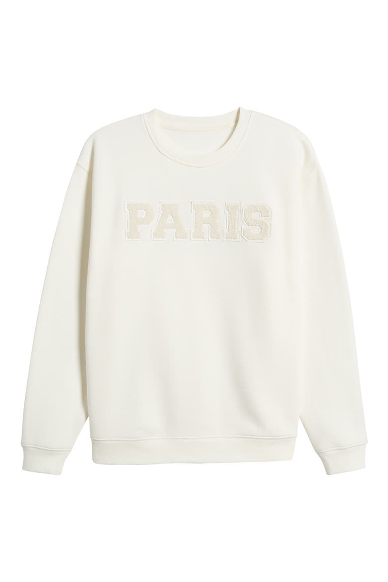 Paris Bouclé Patch Cotton Blend Sweatshirt, Alternate, color, NATURAL