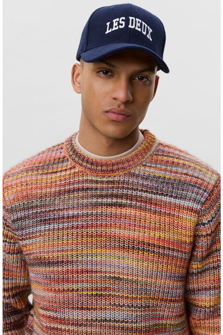 Space Rib Crewneck Sweater, Alternate, color, ORANGE MULTICOLOR