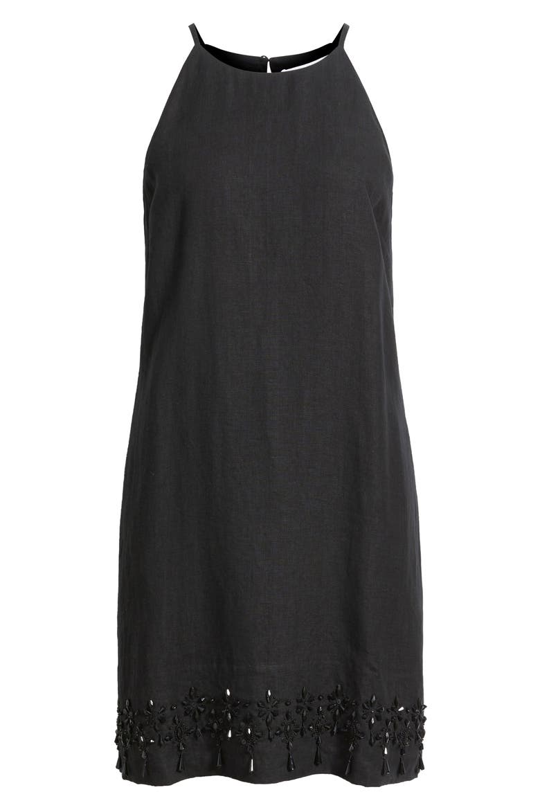 Two Palms Beaded Sleeveless Dress, Alternate, color, BLACK