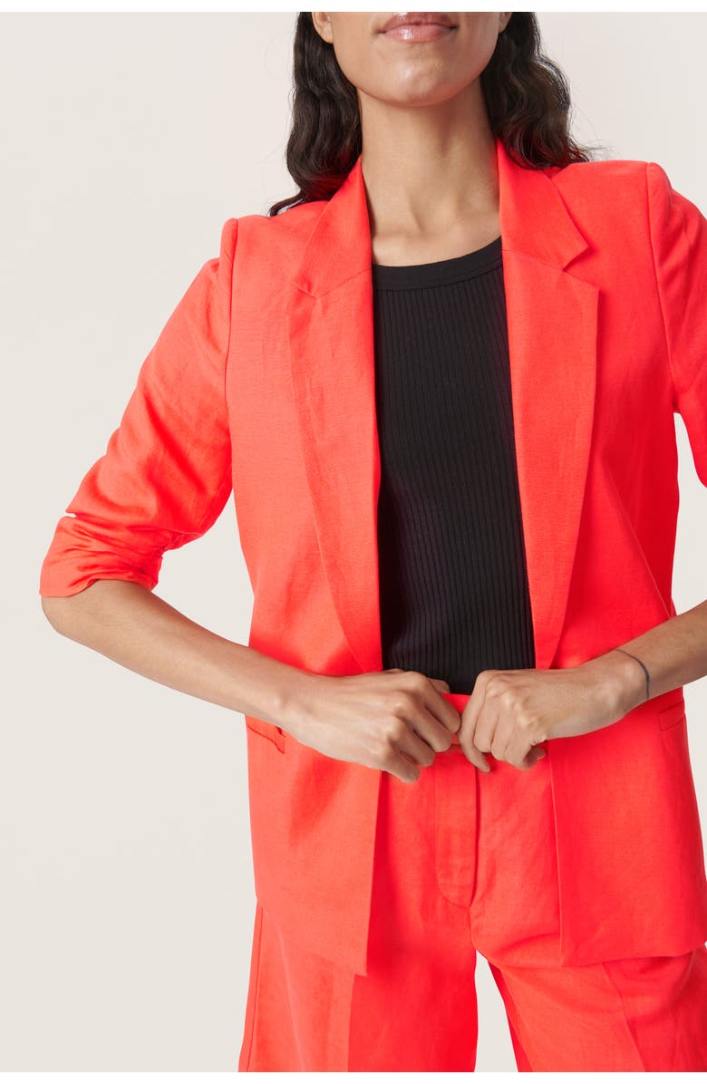 Soaked in Luxury Malia Open Front Notch Lapel Blazer, Alternate, color, Hot Coral