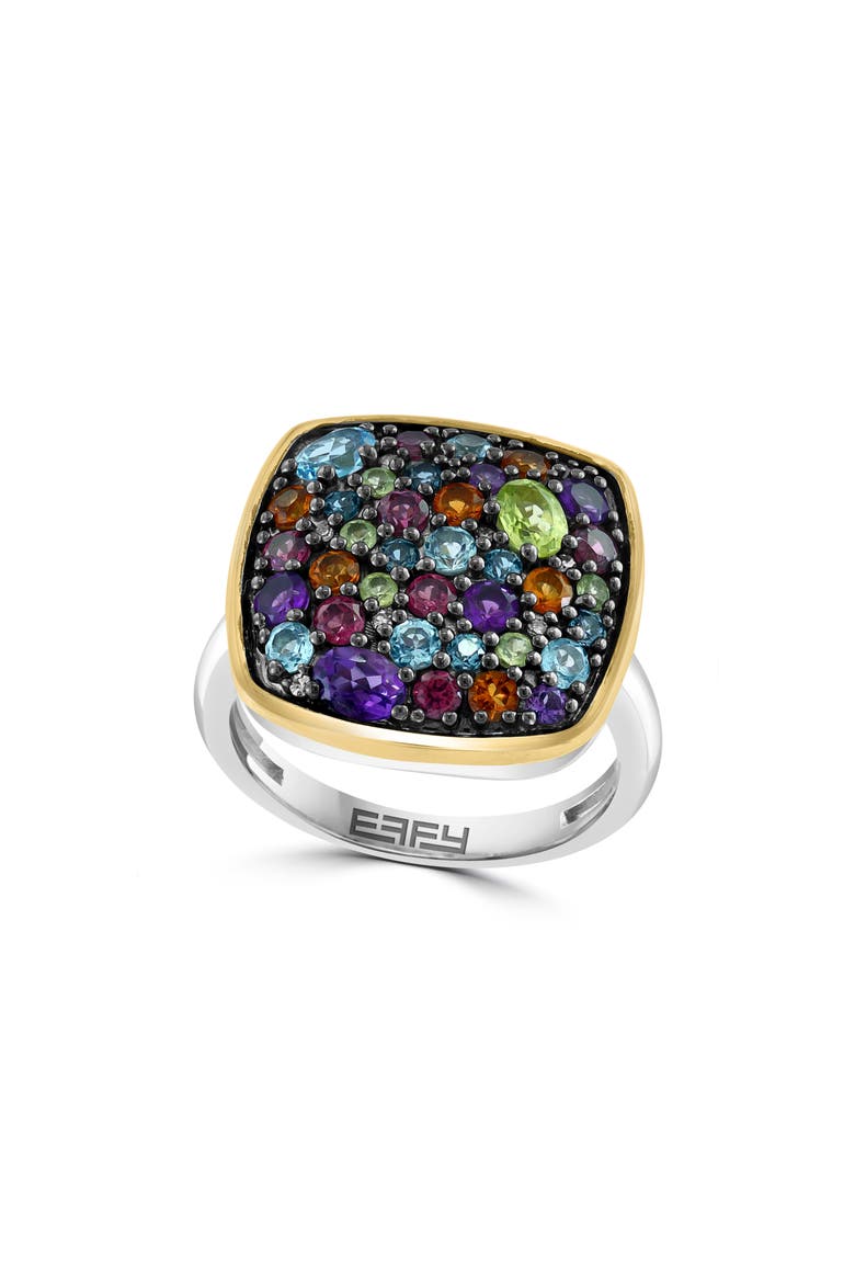 Two-Tone Semiprecious Stone Ring, Main, color, SILVER