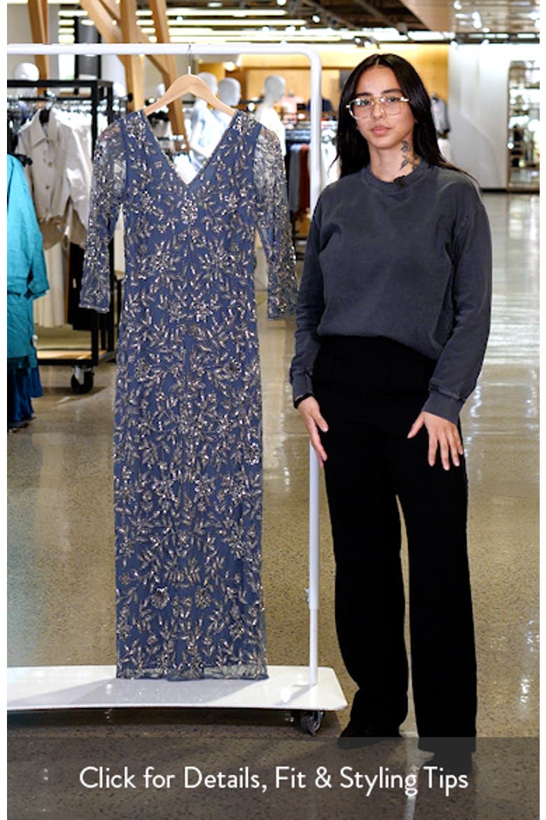 Floral Beaded Sheath Gown video