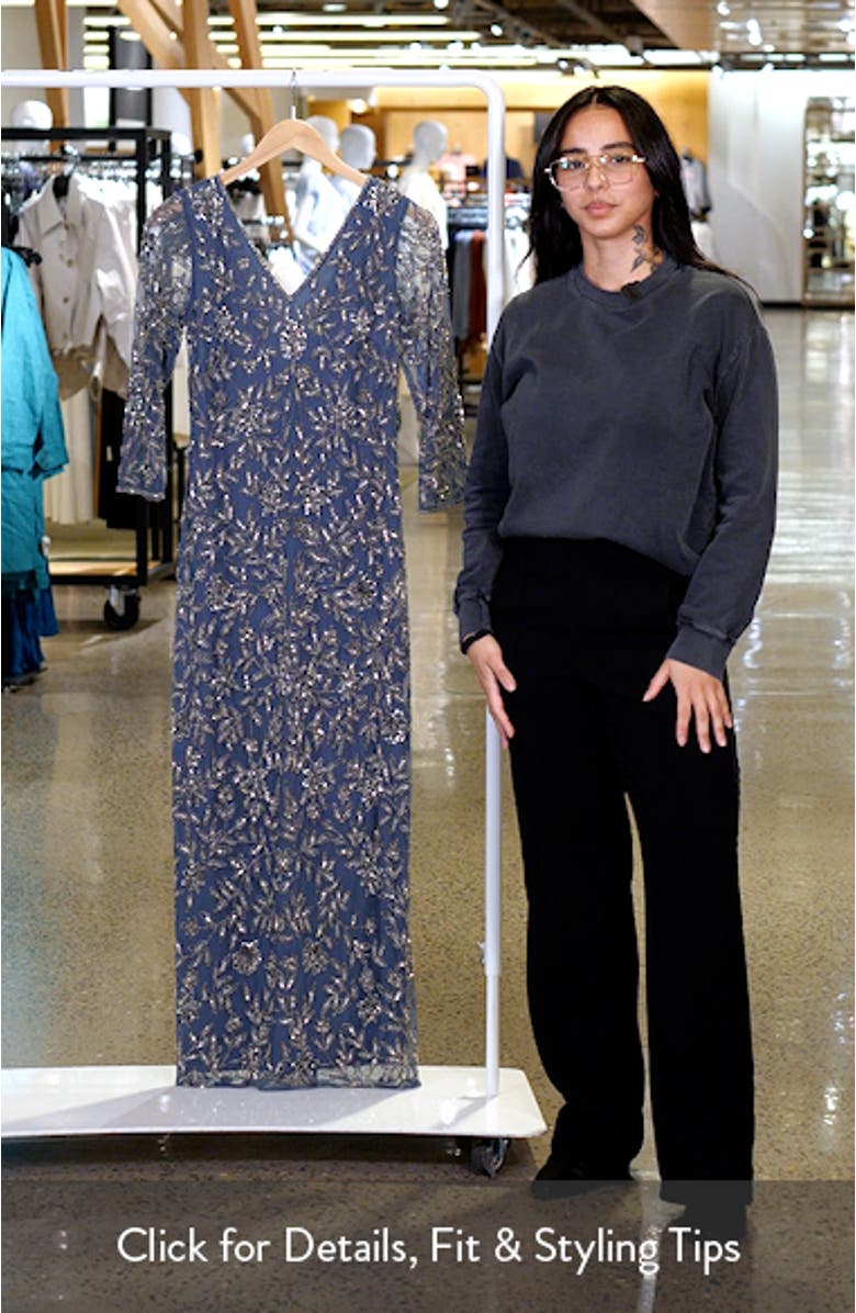 Floral Beaded Sheath Gown, sales video thumbnail