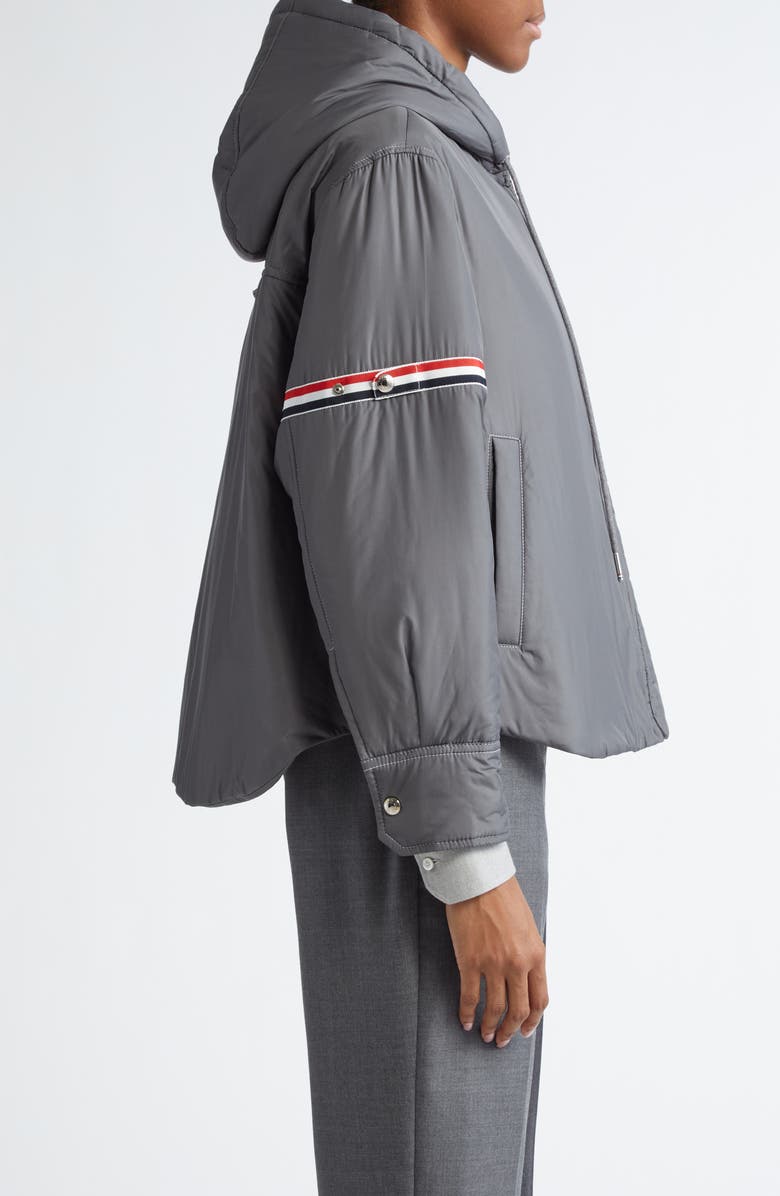 Thom Browne Tricolor Armband Down Hooded Jacket, Alternate, color, 