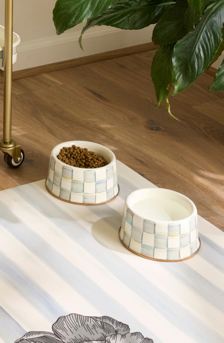 MACKENZIE CHILDS Medium Sterling Check Pet Dish, Alternate, color, Sterling