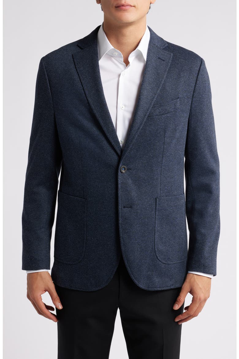 Alfi Herringbone Knit Sport Coat, Alternate, color, BLUE