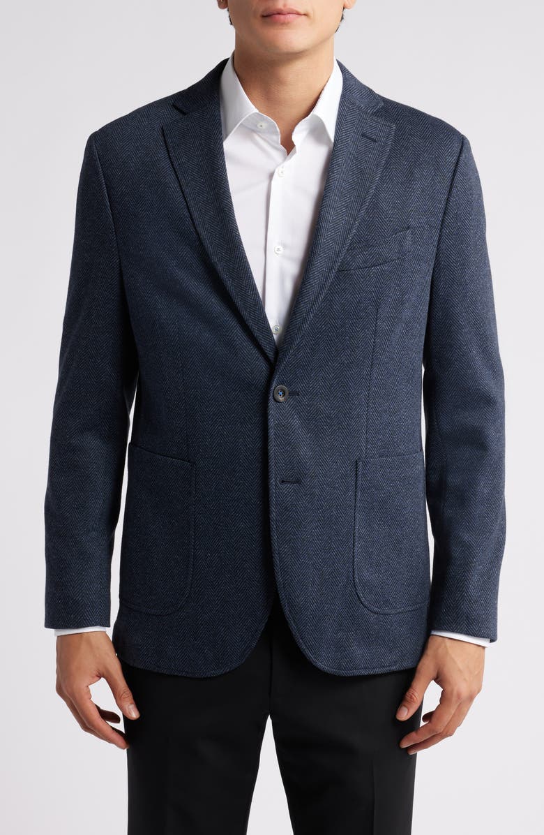GRUNER 1949 Alfi Herringbone Knit Sport Coat, Alternate, color, Blue