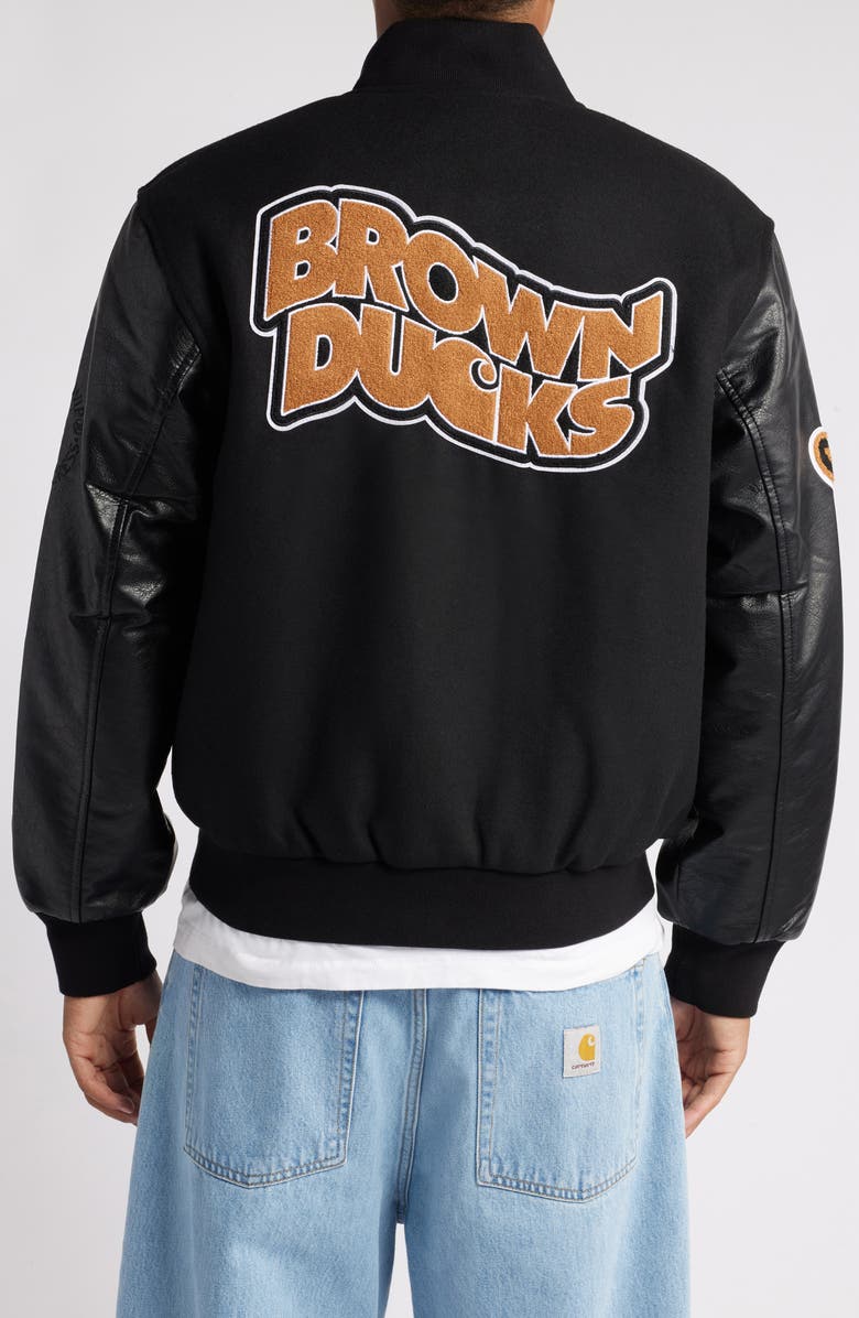 Carhartt Work In Progress Brown Ducks Mixed Media Bomber Jacket, Alternate, color,