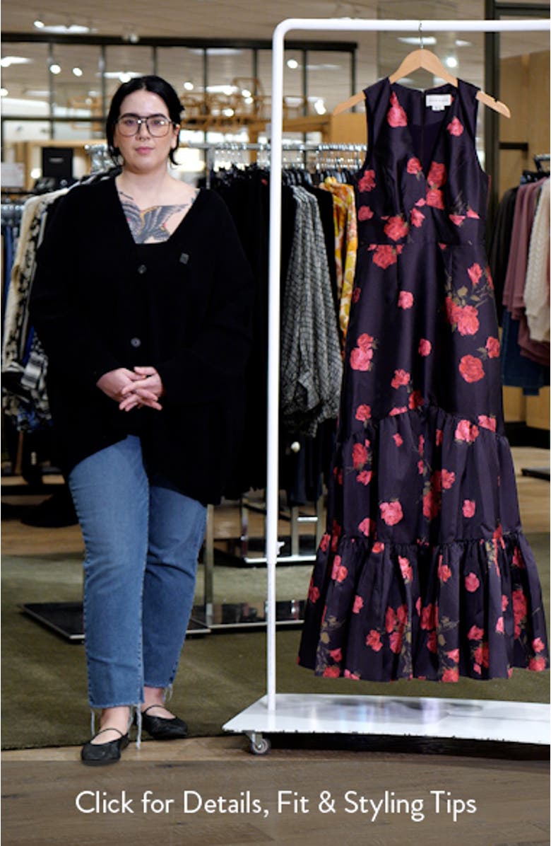 Rori Floral Print Tiered Sleeveless Gown, sales video thumbnail