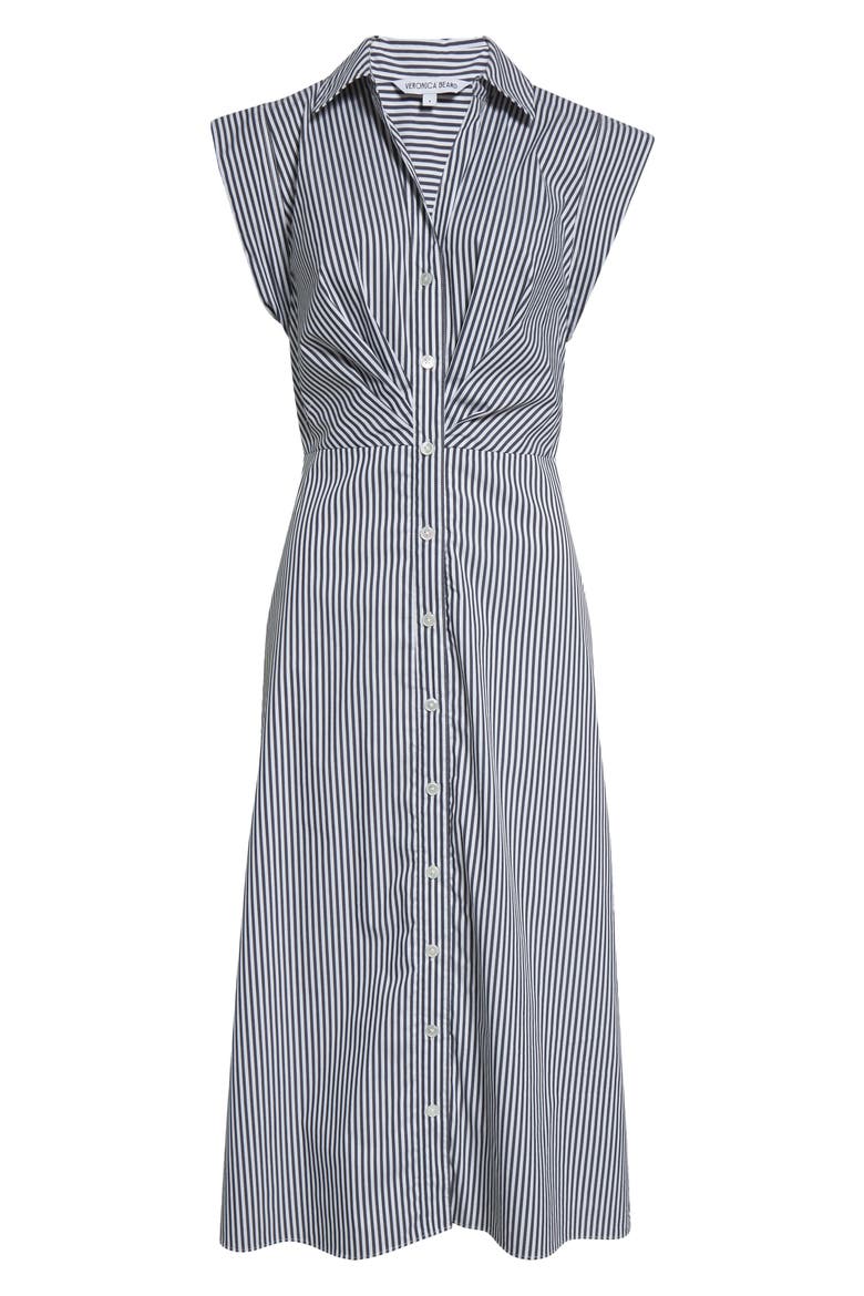 Haydon Sleeveless Stripe Cotton Blend Shirtdress, Alternate, color, NAVY WHITE
