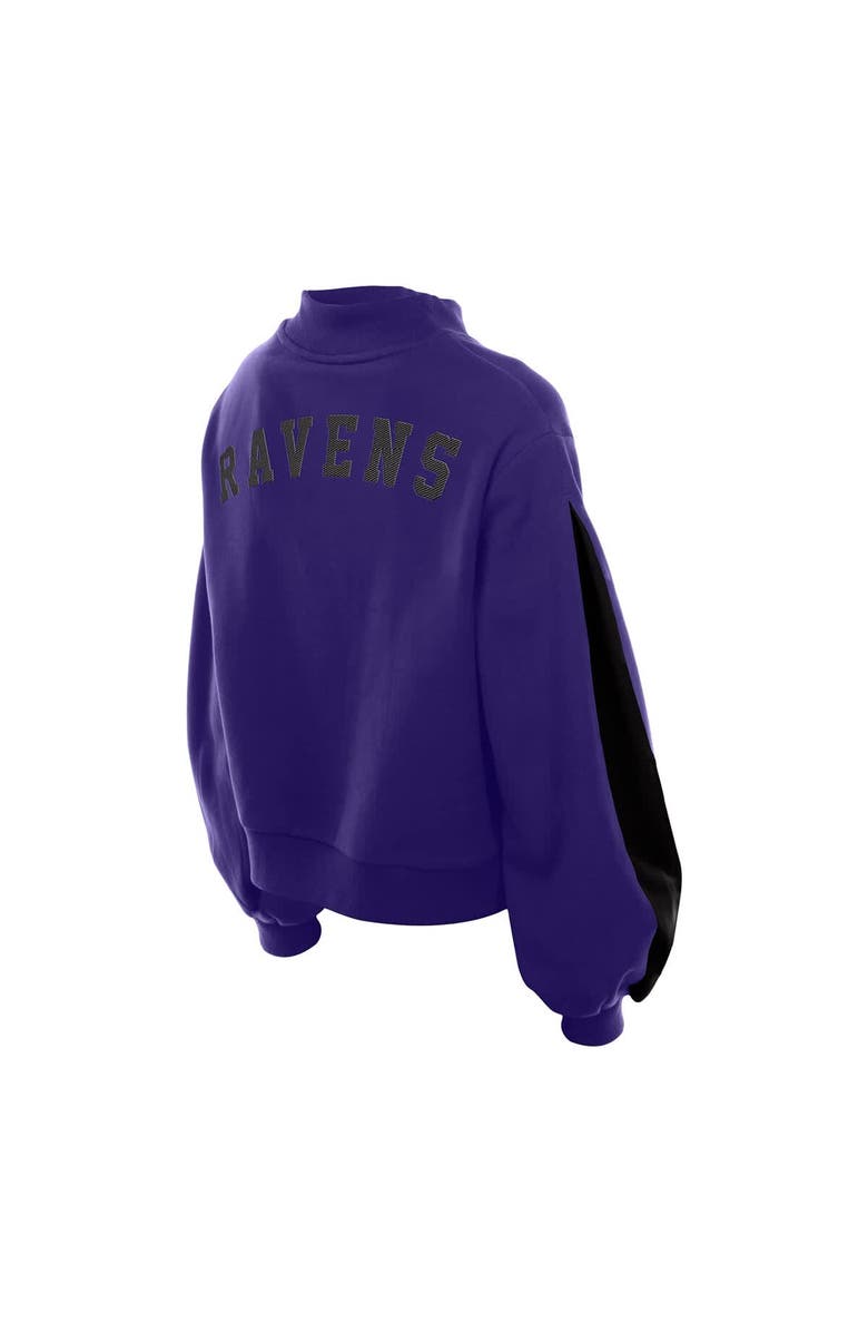 New Era Women's New Era Purple Baltimore Ravens Sport Night Mock Neck Balloon Sleeve Pullover Sweatshirt, Alternate, color, Purple