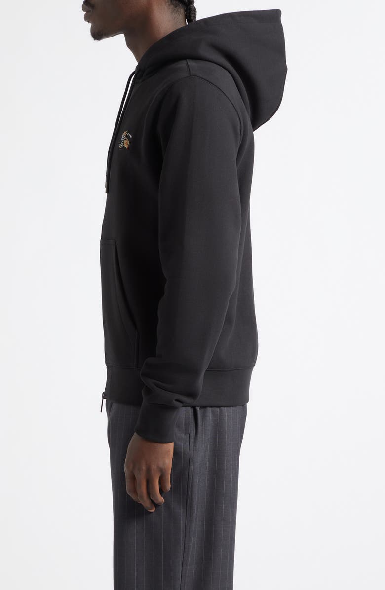 Burberry Scott Check EKD Stamp Cotton French Terry Hoodie, Alternate, color, Black