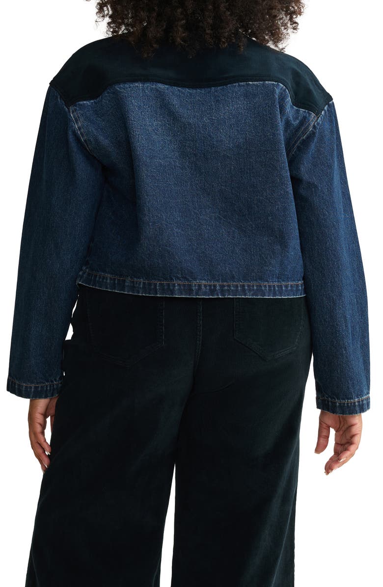 WARP+WEFT AVL Crop Denim Jacket with Corduroy Collar, Alternate, color, Mercer
