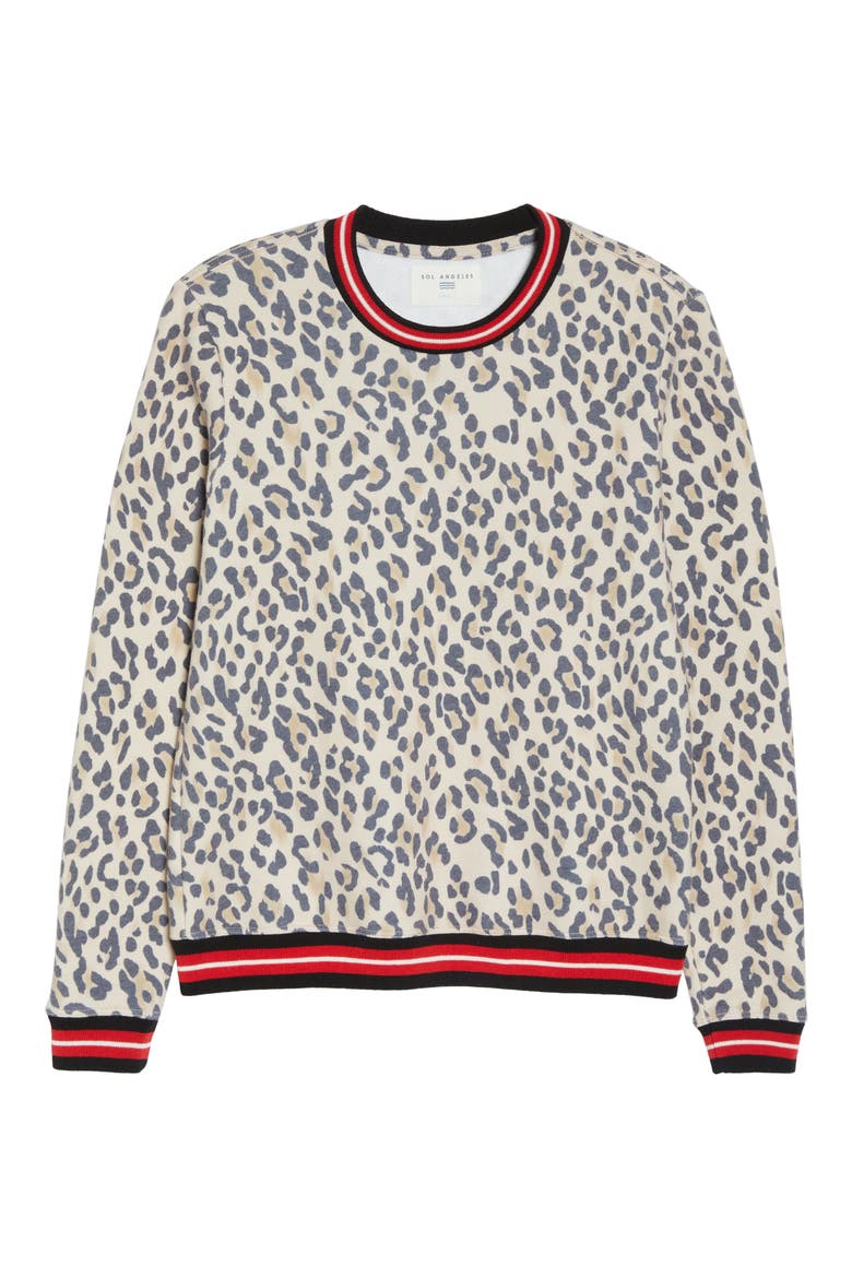 Cheetah Stripe Cotton Blend Lounge Sweatshirt, Alternate, color, CHEETAH