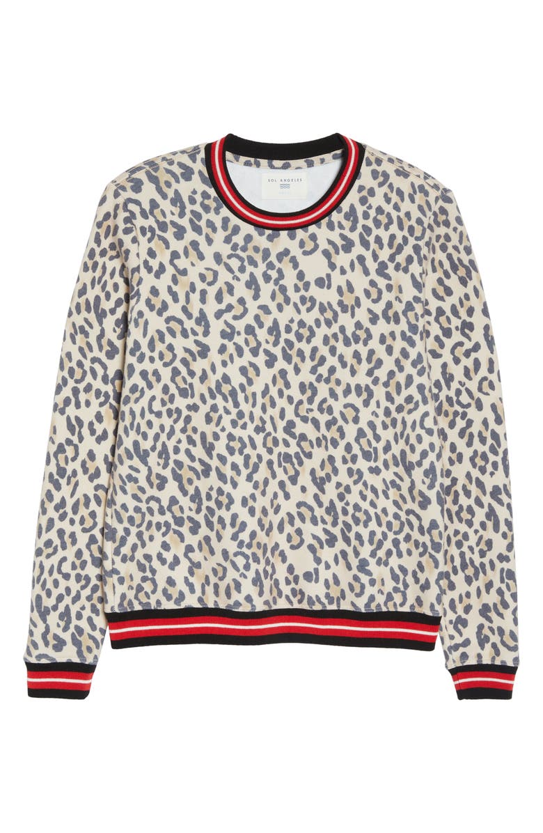 Sol Angeles Cheetah Stripe Cotton Blend Lounge Sweatshirt, Alternate, color, 