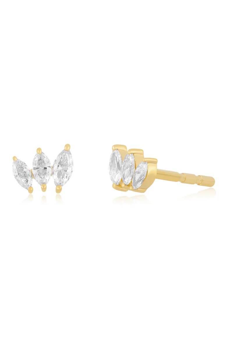 14k Gold Diamond Marquise Mini Fan Stud Earrings, Main, color, 14K YELLOW GOLD
