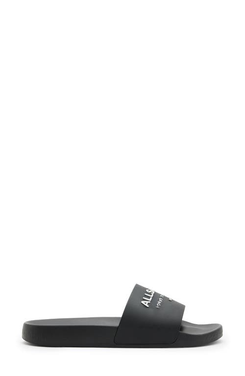 Allsaints Underground Logo Slip On Slides In Black