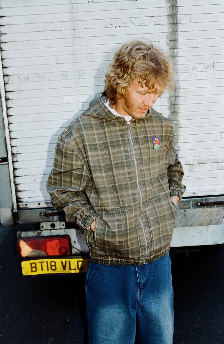 Butter Goods Plaid Hooded Twill Work Jacket, Alternate, color, Washed Plaid