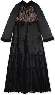 Fortela Arsia Embroidered Silk Chiffon Kaftan Dress